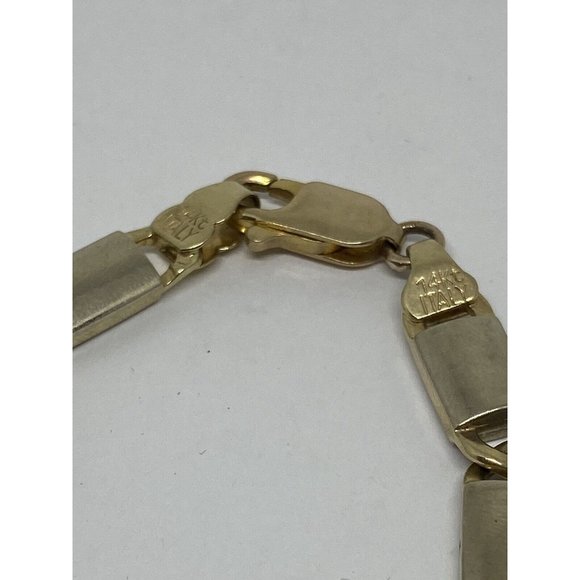 14k Two-tone Polished Gold Fancy Link Bracelet 8 inch” Links 19mm Wide 3mm Thick - Picture 5 of 9